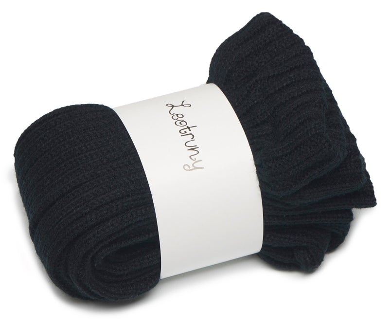 Leotruny Women's Winter Over Knee High Footless Socks Knit Leg Warmers (Black) - Image 4